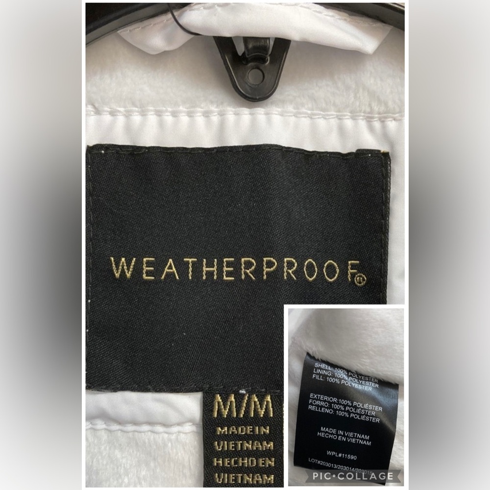 WEATHERPROOF Brand Quilted Lined Vest White with Gold Accents ADJUST. WAIST M. - Picture 13 of 15